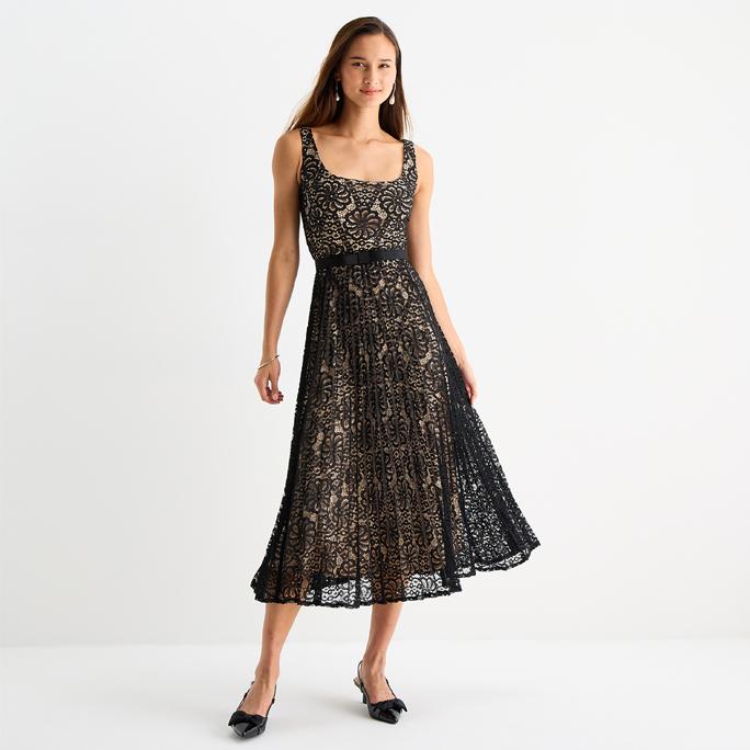 Melonie T Floral Lace Midi Dress