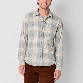 mutual weave Plaid Button-Down Shirt Gray