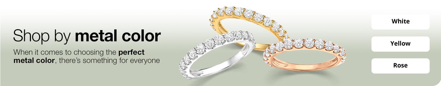 Natural Diamond Wedding Bands shop by metal color