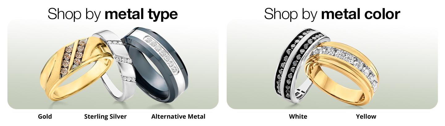 Natural Diamond Wedding Bands shop metal color type