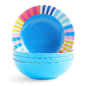 Outdoor Oasis Stripe 4-pc Melamine Bowl