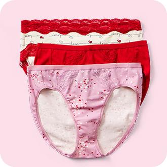 Valentine's Day Cotton Underwear Panties red and White
