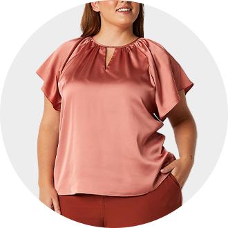 Cueply Plus Size Tops for Womens Summer Tops Dressy Causal Chiffon Blouses  Short Sleeve Crew Neck Shirts 