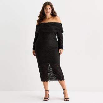 Premier Amour Off The Shoulder Midi Dress