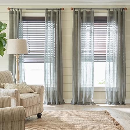 Curtains Window Treatments Blinds, Tension Rod Curtains Over Blinds