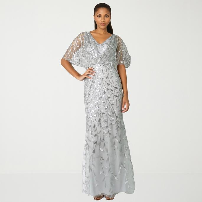 Rene Ruiz Embroidered Evening Gown