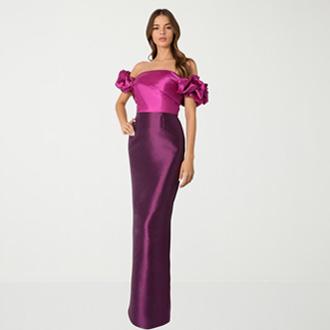 Rene Ruiz Short Sleeve Evening Gown