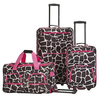 Rockland Spectra Pink Animal Luggage Set