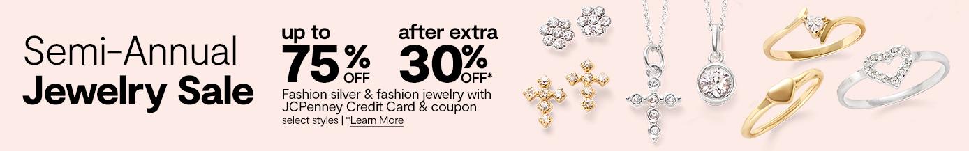 Semi Annual Jewelry Sale up to 75% off after extra 30% off fashion silver jewelry with JCP Credit Card & Coupon select styles learn more