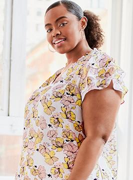 Ensemble 2 Pièces (haut + Jupe) Liz Claiborne Imprimé Floral Taille M - Occasion TBE
