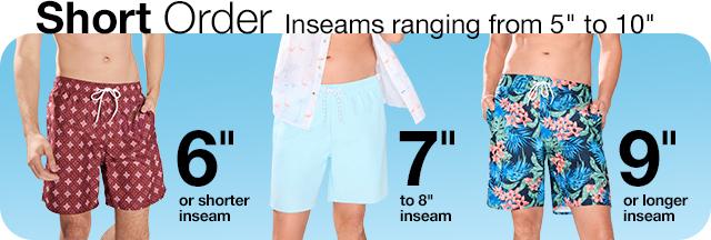 Men's Short Length, Slim-Fit Swim Trunks in 3 & 6 Inseams