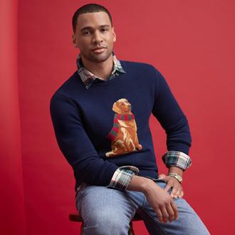 SJB Intarsia Dog Mens Sweater