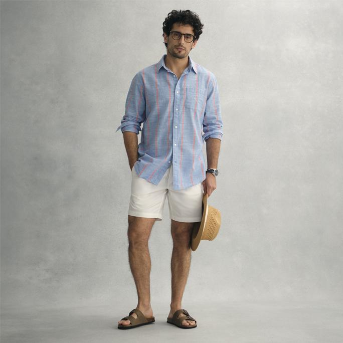 SJB Linen Blend Mens Button-Down Shirt