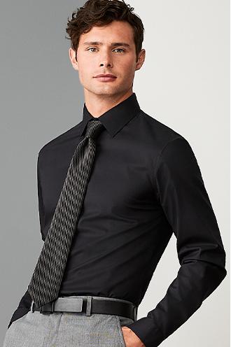 Stafford Mens Short Sleeve Travel Easy-Care Broadcloth Stretch Big and Tall  Dress Shirt, Color: Black - JCPenney