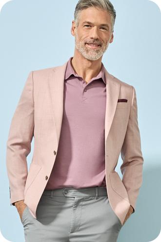 Slim Stretch Two-Tone Tailored Jacket - Pink, Suit Jackets