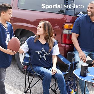 Sports Fan Shop* Jerseys, caps and more to cheer  on your favorite teams.