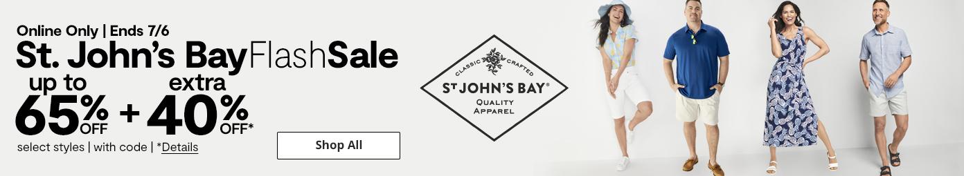 St. John's Bay Flash Sale | Up to 65% Off + Extra 40% Off* select styles, with code.