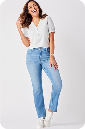 Women's Mid-Rise Slim Straight Fit Side Split Trousers - A New Day™ Blue 2