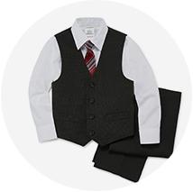 Holiday Suit Set Boys 4 Piece Formal Occasion Outfit Pants Vest Shirt Tie Sz 14 