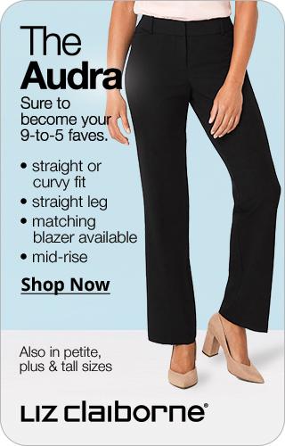 Womens LIZ CLAIBORNE~BLACK DRESS PANTS~size 16~NWT~AUDRA TROUSER  Slacks~Mid-Rise