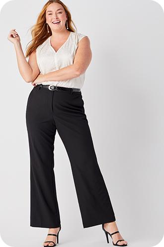 Womens Elastic Waist Bootcut Linen Cotton Dress Pants Straight-Leg Loose  Yoga Pants Summer Palazzo Plus Size S-4XL