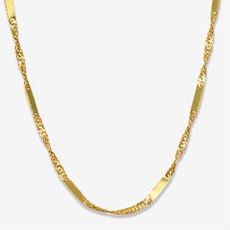 Unisex 14K Gold Singapore Chain Necklace