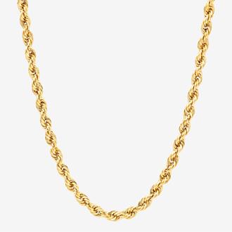 Unisex Adult 14K Gold Rope Chain Necklace