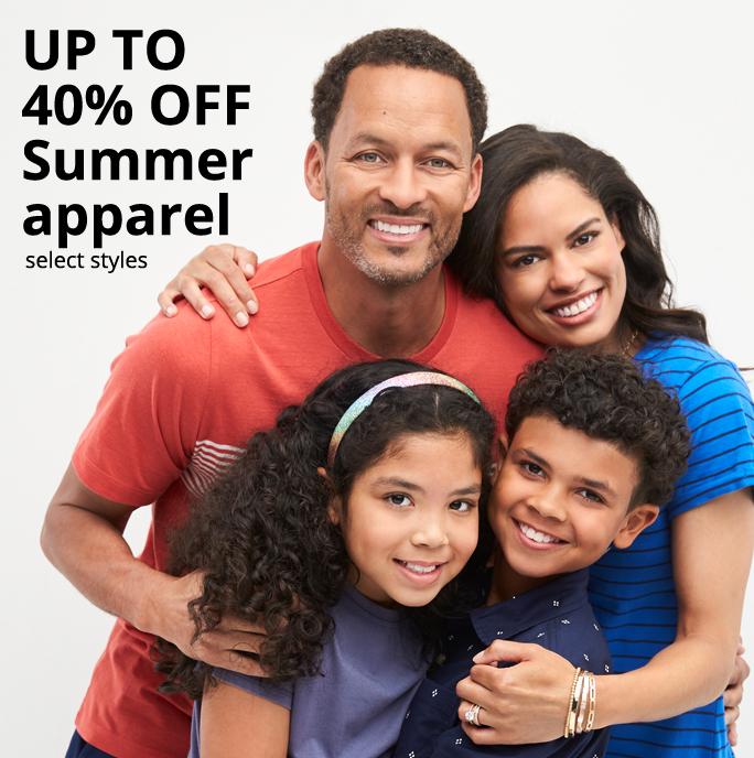 UP TO 40% OFF Summer apparel, select styles