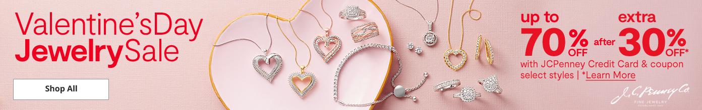 Valentine's Day Jewelry Sale shop all. up to 70% off after extra 30% off with JCPenney Credit Card & coupon select styles | *Learn More