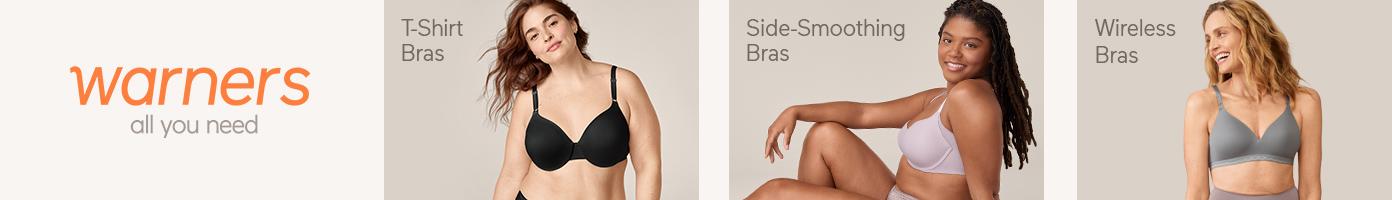 Warners all you need. t shirt bras. side smoothing. bras. wireless bras
