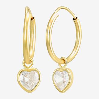 White CZ 14K Gold Drop Earrings