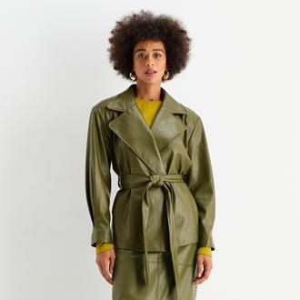 Worthington Womens Faux Leather Work Jacket