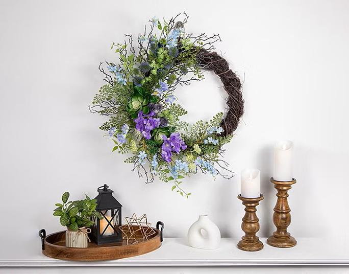Northlight 24in Mixed Wild Flowers And Twig Wreath